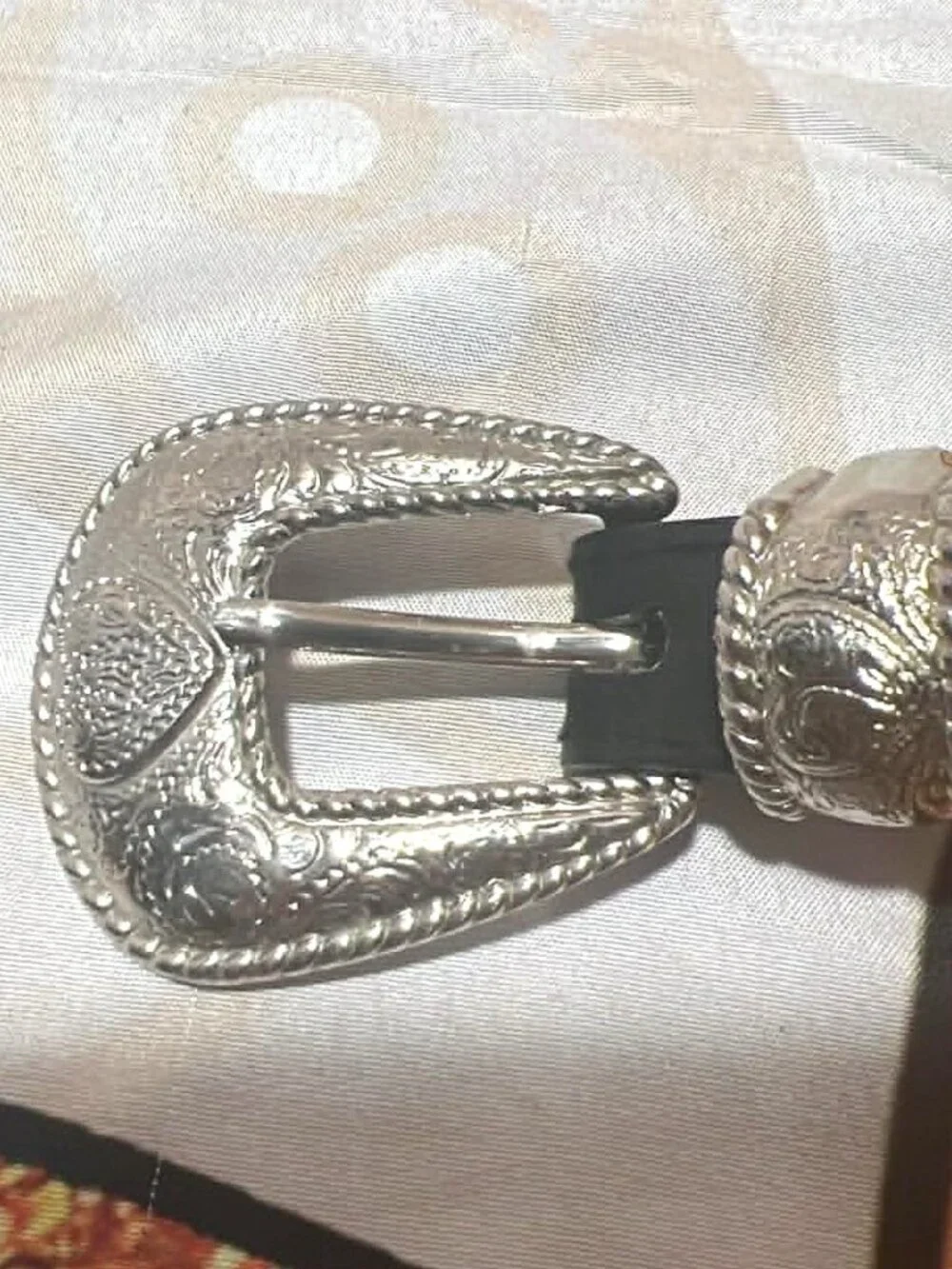 Genuine Leather Black Belt 1X • Western Buckle • Heart Hardware
